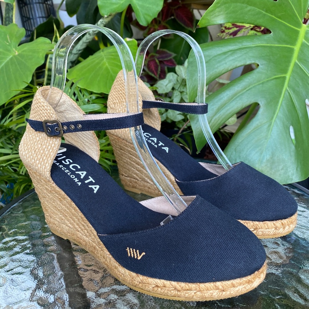 Sale! NWOB VISCATA BARCELONA Caseta Seaqual Flower 39 platform wedge Espadrilles
